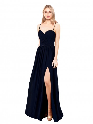 Affordable Sleeveless Dark Navy A-Line Spaghetti Straps Formal Dress Canada