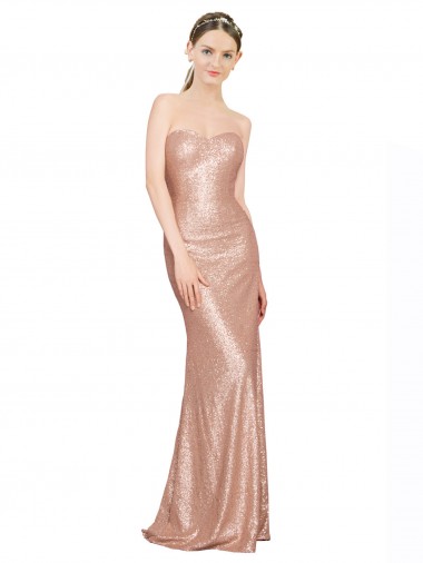Affordable Sleeveless Rose Gold Low Back A-Line Sweetheart Formal Dress Canada