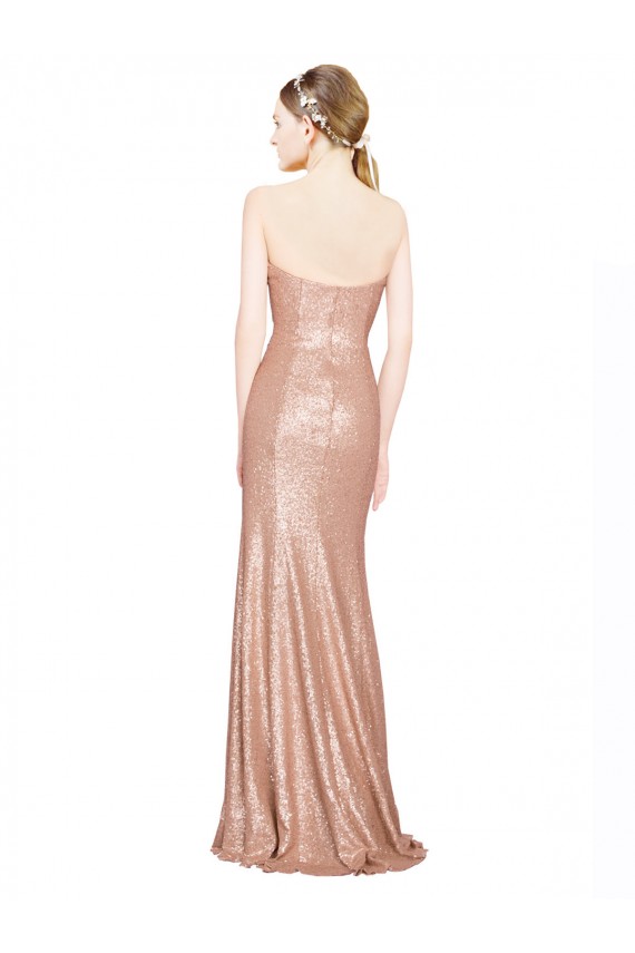 Sleeveless Rose Gold Low Back A-Line Sweetheart Formal Dress