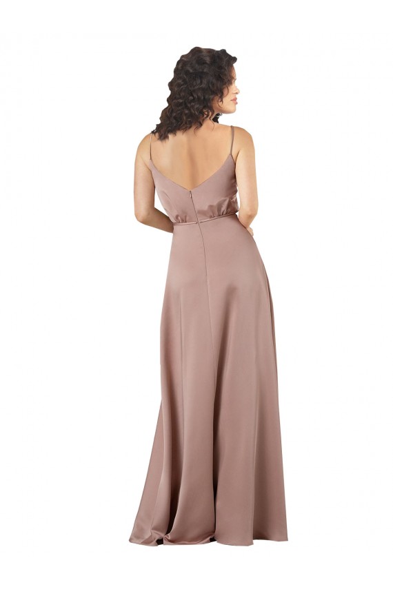 Sleeveless Dusty Pink A-Line V-Neck Formal Dress