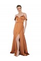 Cold Shoulder Orange Low Back A-Line Spaghetti Straps Formal Dress