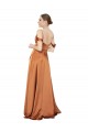 Cold Shoulder Orange Low Back A-Line Spaghetti Straps Formal Dress
