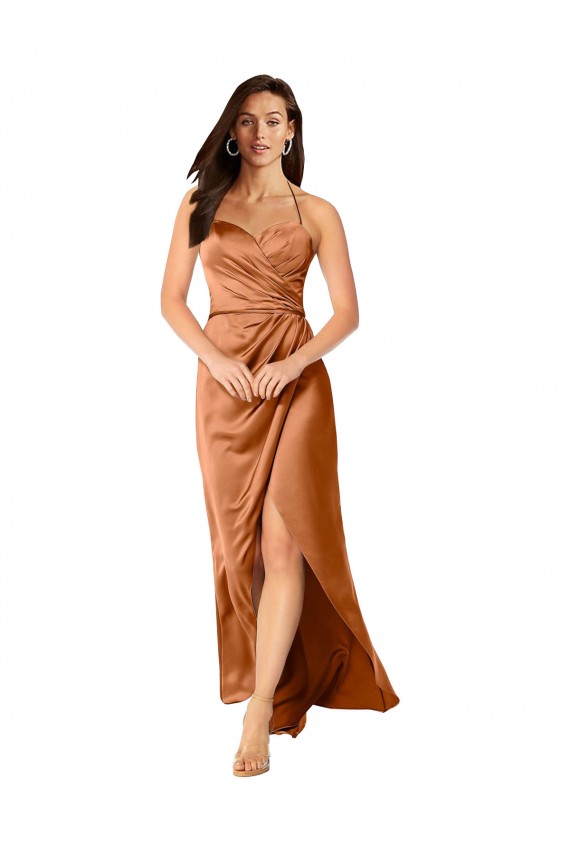 Sleeveless Orange Low Back A-Line Spaghetti Straps High Low Formal Dress