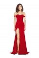 Sleeveless Red A-Line Silky Satin Off the Shoulder Formal Dress