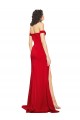 Sleeveless Red A-Line Silky Satin Off the Shoulder Formal Dress