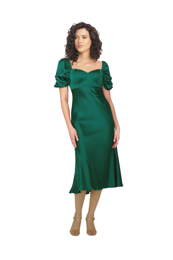 Short Sleeves Hunter Low Back A-Line Sweetheart Formal Dress