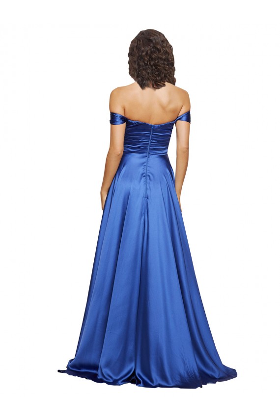 Sleeveless Royal Blue A-Line Off the Shoulder Formal Dress