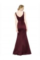 Sleeveless Burgundy Low Back A-Line V-Neck Black Tie Formal Dress