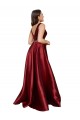 Sleeveless Burgundy V-Back A-Line V-Neck Formal Plus Size Formal Dress