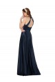 Sleeveless Dark Navy Keyhole Back A-Line V-Neck Formal Dress