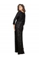 Long Sleeves Black A-Line V-Neck Formal Dress