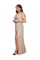 Sleeveless Gold A-Line V-Neck Black Tie Plus Size Formal Dress