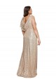 Sleeveless Gold A-Line V-Neck Black Tie Plus Size Formal Dress