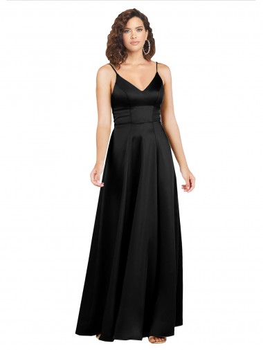 Affordable Sleeveless Black V-Back A-Line V-Neck Formal Gowns Canada