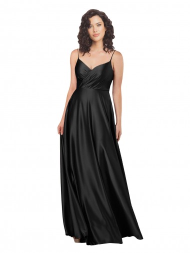 Affordable Sleeveless Black Low Back A-Line V-Neck Formal Gowns Canada