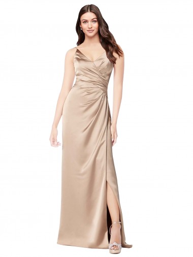 Affordable Sleeveless Champagne Pink Low Back A-Line Spaghetti Straps Formal Dress Canada
