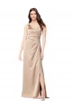 Sleeveless Champagne Pink Low Back A-Line Spaghetti Straps Formal Dress