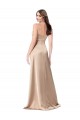 Sleeveless Champagne Pink Low Back A-Line Spaghetti Straps Formal Dress