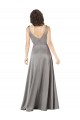 Sleeveless Pearl Grey A-Line V-Neck Formal Dress