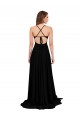 Sleeveless Black Open Back A-Line V-Neck Black Tie Formal Dress