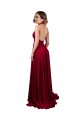 Sleeveless Burgundy Open Back A-Line Halter Neck Black Tie Formal Dress