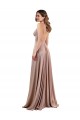 Sleeveless Dusty Pink Low Back A-Line V-Neck Black Tie Formal Dress