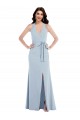 Sleeveless Light Sky Blue Open Back A-Line Halter Neck Formal Dress