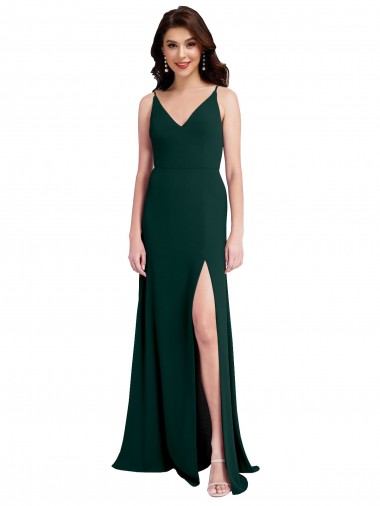 Affordable Sleeveless Midnight Green V-Back A-Line V-Neck Formal Dress Canada