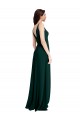 Sleeveless Midnight Green V-Back A-Line V-Neck Formal Dress