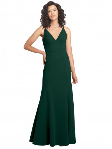 Affordable Sleeveless Midnight Green V-Back A-Line V-Neck Formal Gowns Canada