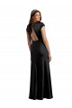 Cap Sleeves Black Keyhole Back A-Line V-Neck Formal Dress