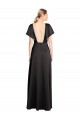 Cap Sleeves Black Open Back A-Line V-Neck Formal Dress