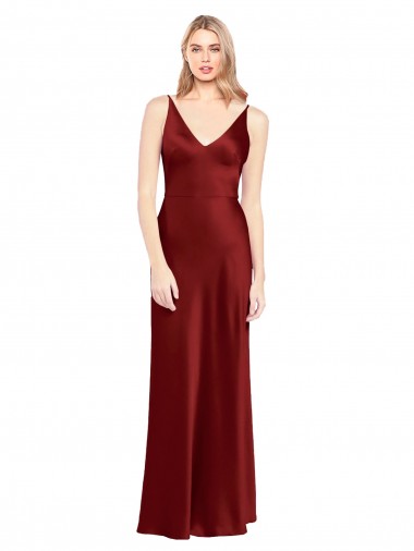 Affordable Sleeveless Burgundy V-Back A-Line Spaghetti Straps Formal Dress Canada