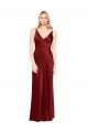 Sleeveless Burgundy V-Back A-Line Spaghetti Straps Formal Dress