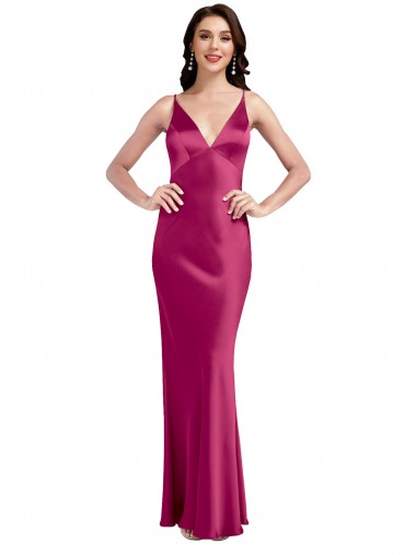 Affordable Sleeveless Fuchsia Low Back A-Line Spaghetti Straps Formal Dress Canada