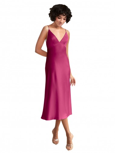 Affordable Sleeveless Fuchsia Low Back A-Line V-Neck Formal Dress Canada