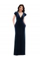 Flutter Sleeves Dark Navy A-Line V-Neck Formal Dress