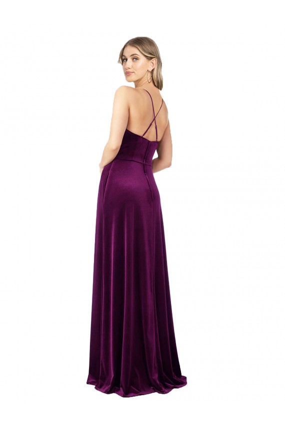 Sleeveless Grape Criss Cross Back A-Line Scoop Neck Formal Dress