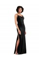 Sleeveless Black Low Back Column Cowl Neck Black Tie Formal Dress