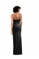 Sleeveless Black Low Back Column Cowl Neck Black Tie Formal Dress