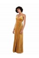 Sleeveless Gold V-Back Column V-Neck Black Tie Formal Dress