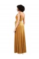 Sleeveless Gold V-Back Column V-Neck Black Tie Formal Dress