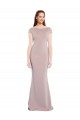 Cap Sleeves Dusty Pink Tie Back Mermaid Boat Neck Formal Dress