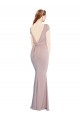 Cap Sleeves Dusty Pink Tie Back Mermaid Boat Neck Formal Dress
