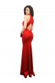 Sleeveless Red Keyhole Back Mermaid Halter Neck Formal Dress