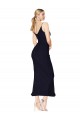 Sleeveless Dark Navy V-Back Mermaid Chiffon V-Neck Formal Dress