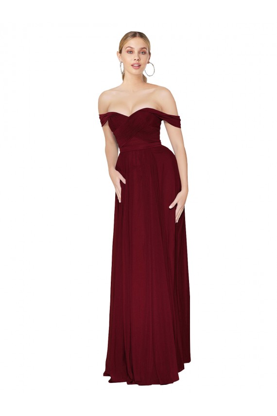 Sleeveless Burgundy Mermaid Off the Shoulder Formal Dress