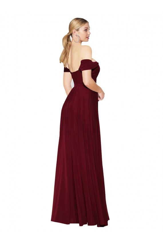 Sleeveless Burgundy Mermaid Off the Shoulder Formal Dress