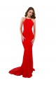 Sleeveless Red Open Back Mermaid High Neck Formal Dress