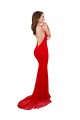 Sleeveless Red Open Back Mermaid High Neck Formal Dress